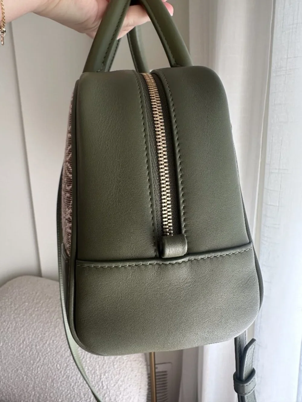 Loewe Jacquard Anagram Calfskin Amazona 23 in Avocado Green|Boston Top Handle - Picture 11 of 16